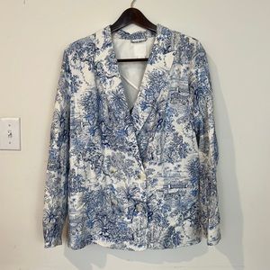 Linen blazer chinoiserie pattern